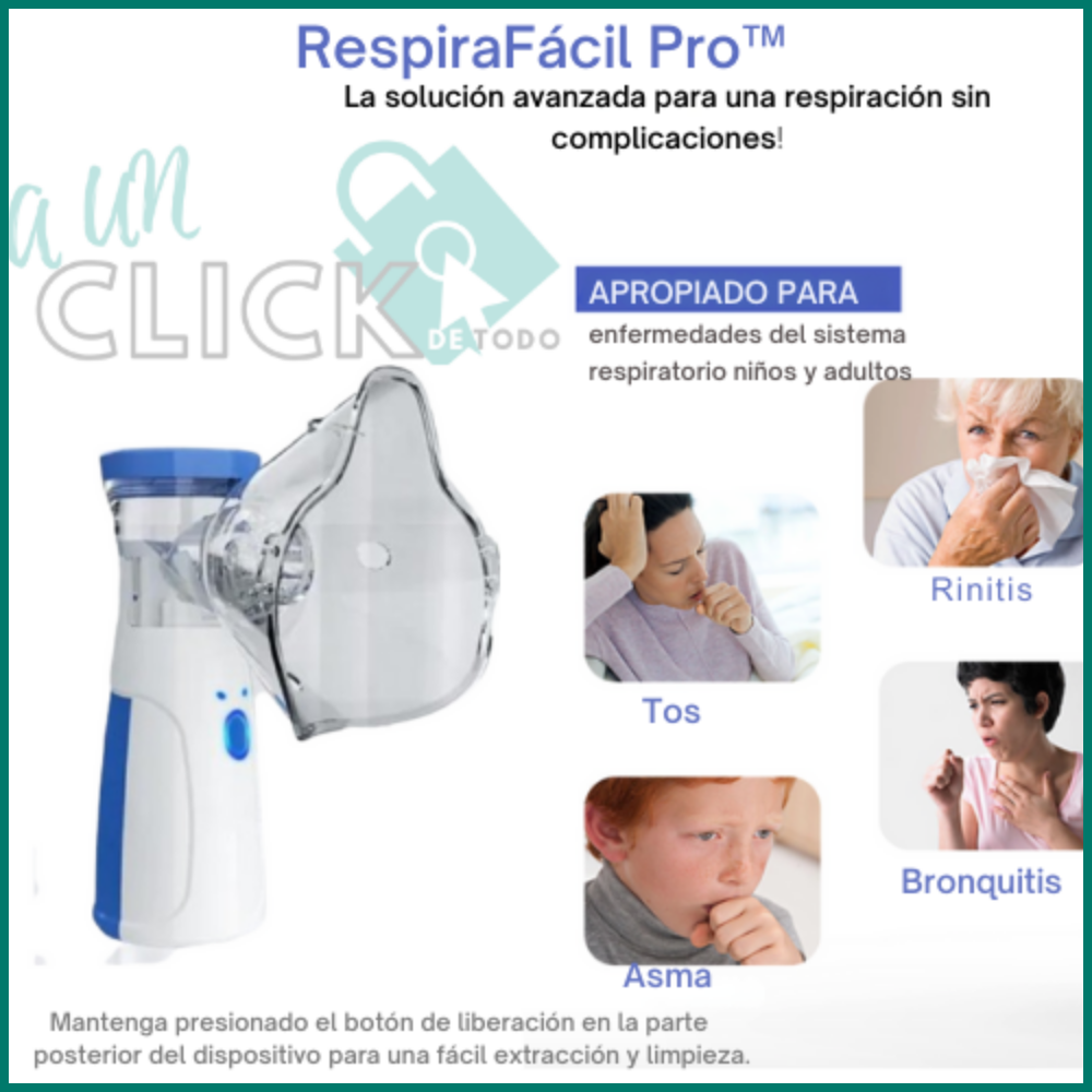 RespiraFácil Pro™. Nebulizador Portátil Niños Adultos